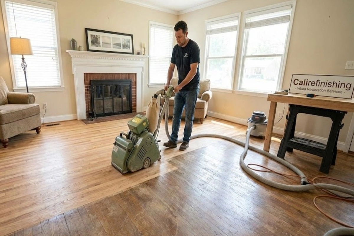 Hardwood floor refinishing