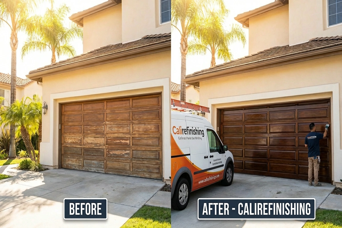 Garage wood door refinishing